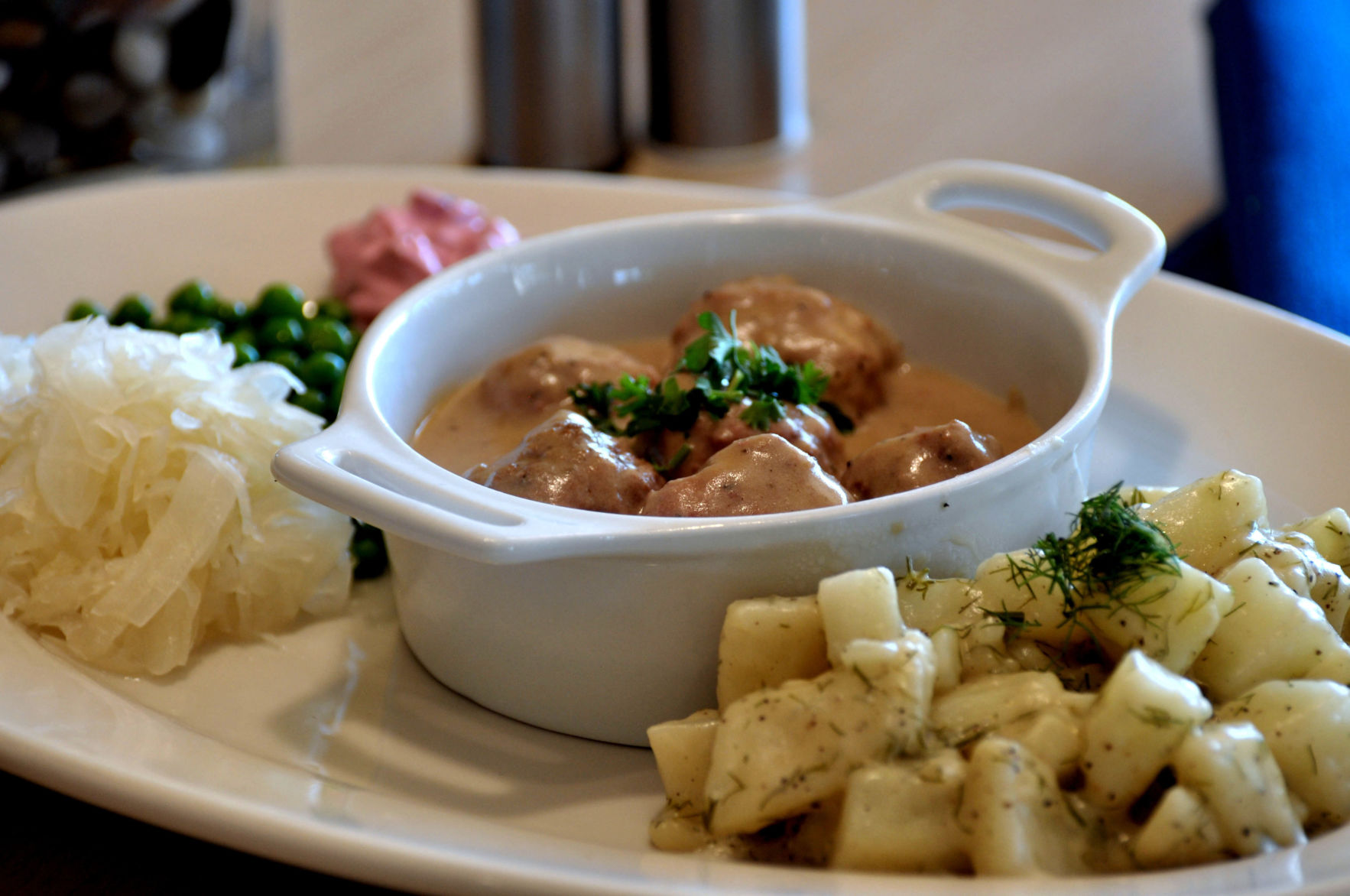 Beaver Choice serves Svenska Köttbullar – Swedish meatballs with cardamon, cream sauce and lingonberry preserves.